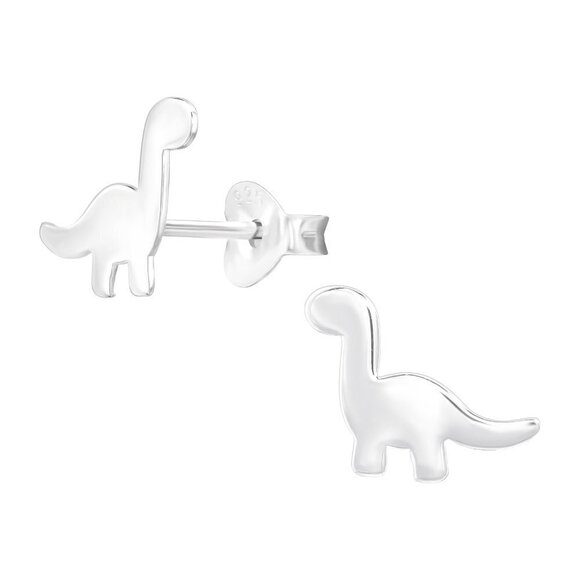 Sterling Silver Dinosaur Stud Earrings - Picture 1 of 9